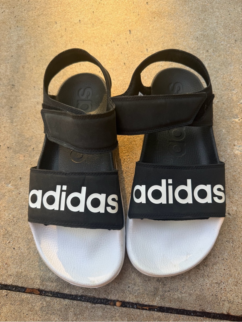 Adidas Women’s Black and White Strap Sandals